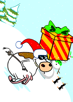 Cow Xmas Present Delivery