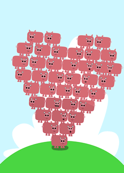 Piggy Love Heart