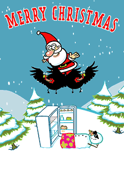 Santa surfing turkeys