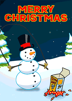 Snowman skipping at Christmas