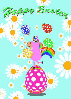 Unicorn Easter Egg Juggle with Spring Flowers