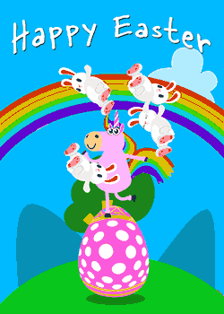 Unicorn Juggling Easter Bunnies